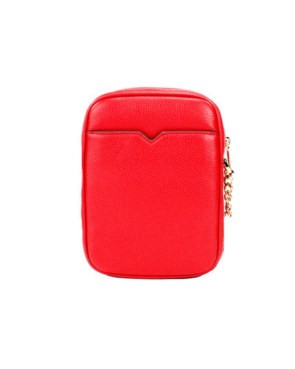 Michael Kors Jet Set Bright Red Pebbled Leather North South Chain Crossbody Bag