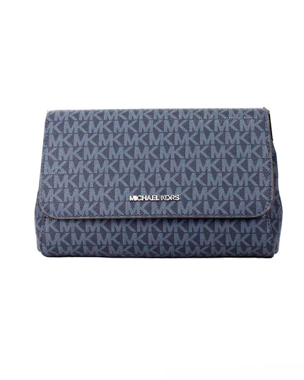 Michael Kors Jet Set Medium Navy Blue PVC Convertible Pouchette Crossbody Bag