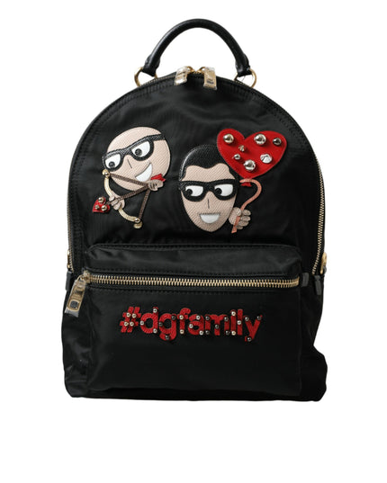 Dolce & Gabbana Black #DGFAMILY Embellished Backpack VULCANO Bag