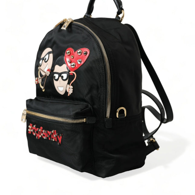Dolce & Gabbana Black #DGFAMILY Embellished Backpack VULCANO Bag
