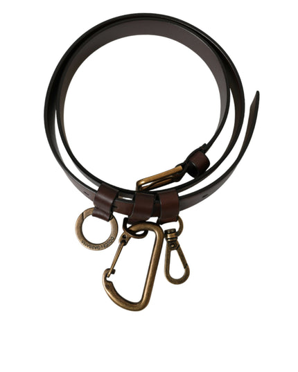 Dolce & Gabbana Brown Calf Leather Gold Metal Buckle Belt