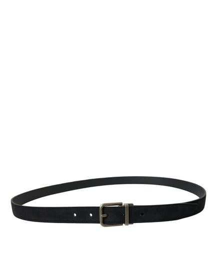Dolce & Gabbana Black Goat Leather Antique Metal Buckle Belt