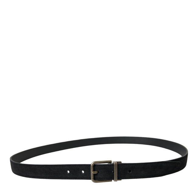 Dolce & Gabbana Black Goat Leather Antique Metal Buckle Belt