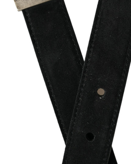 Dolce & Gabbana Black Goat Leather Antique Metal Buckle Belt