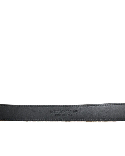 Dolce & Gabbana Gold Leather Jacquard Silver Metal Buckle Belt