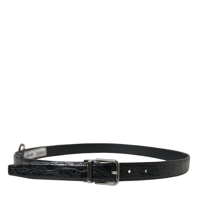 Dolce & Gabbana Black Leather Silver Metal Buckle Belt