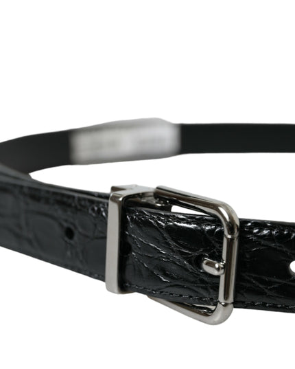 Dolce & Gabbana Black Leather Silver Metal Buckle Belt
