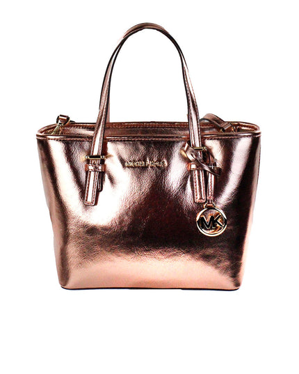 Michael Kors Jet Set Primrose Metallic XS Carryall Top Zip Tote Bag Purse