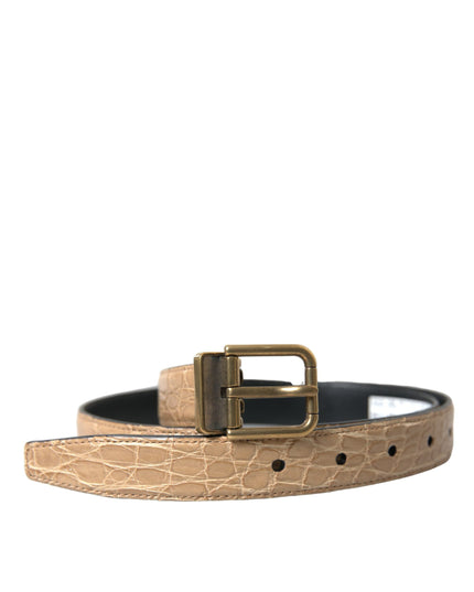 Dolce & Gabbana Beige Exotic Leather Gold Metal Buckle Belt