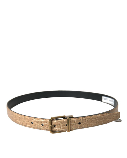 Dolce & Gabbana Beige Exotic Leather Gold Metal Buckle Belt