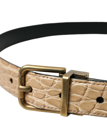 Dolce & Gabbana Beige Exotic Leather Gold Metal Buckle Belt