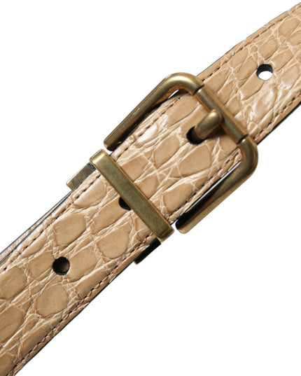 Dolce & Gabbana Beige Exotic Leather Gold Metal Buckle Belt