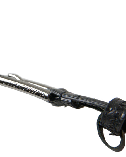 Dolce & Gabbana Black Exotic Leather Silver Metal Buckle Belt