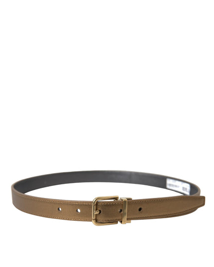 Dolce & Gabbana Metallic Gold Calf Leather Metal Buckle Belt