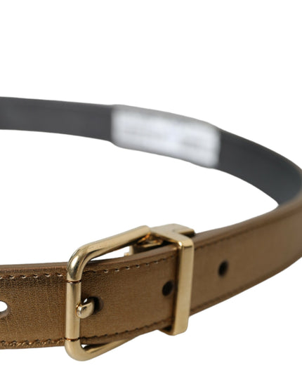 Dolce & Gabbana Metallic Gold Calf Leather Metal Buckle Belt
