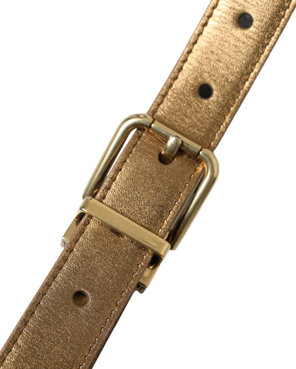 Dolce & Gabbana Metallic Gold Calf Leather Metal Buckle Belt
