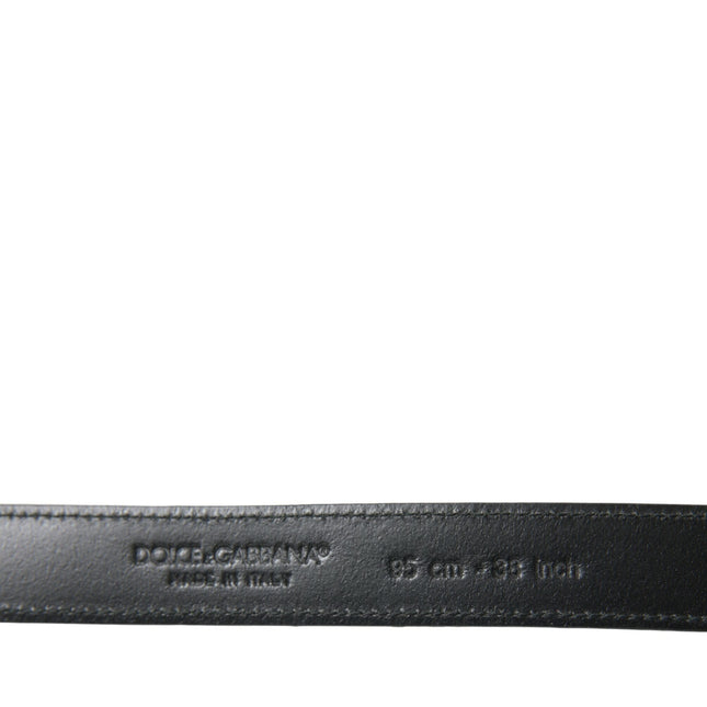 Dolce & Gabbana Black Leather Silver Metal Buckle Belt
