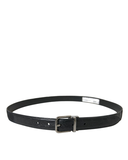 Dolce & Gabbana Black Leather Silver Metal Buckle Belt