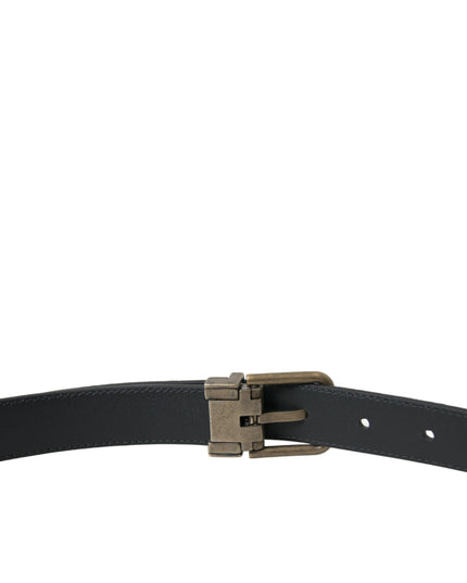 Dolce & Gabbana Black Suede Leather Gold Metal Buckle Belt