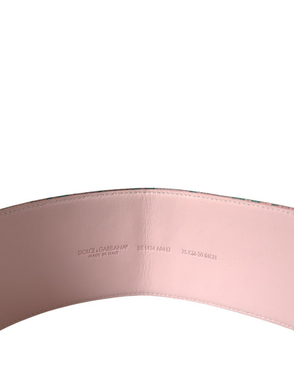 Dolce & Gabbana Multicolor Floral Jacquard Lurex Gold Buckle Belt