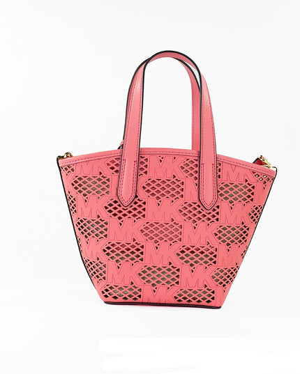 Michael Kors Kimber Small Tea Rose Leather 2-in-1 Zip Tote Messenger Bag Purse