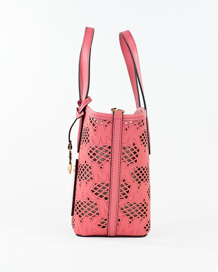 Michael Kors Kimber Small Tea Rose Leather 2-in-1 Zip Tote Messenger Bag Purse