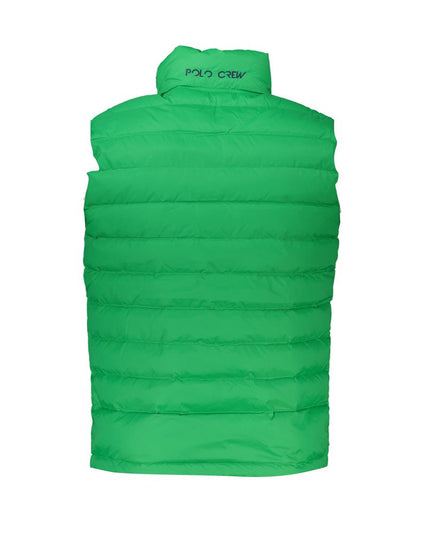 La Martina Sleek Sleeveless Green Jacket with Embroidery