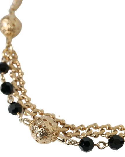 Dolce & Gabbana Black Suede Gold Chain Crystal Waist Belt