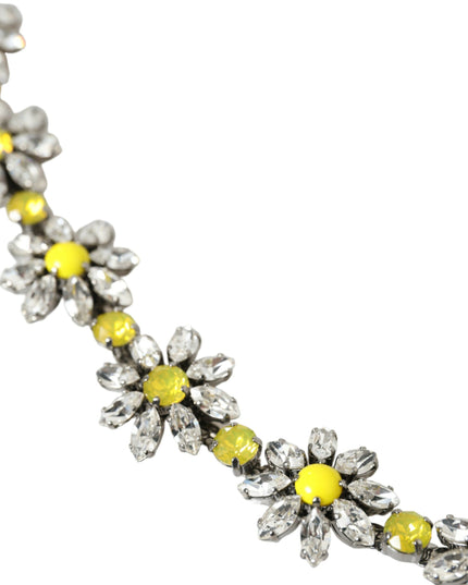 Dolce & Gabbana Black Daisy Crystal Dauphine Waist Belt