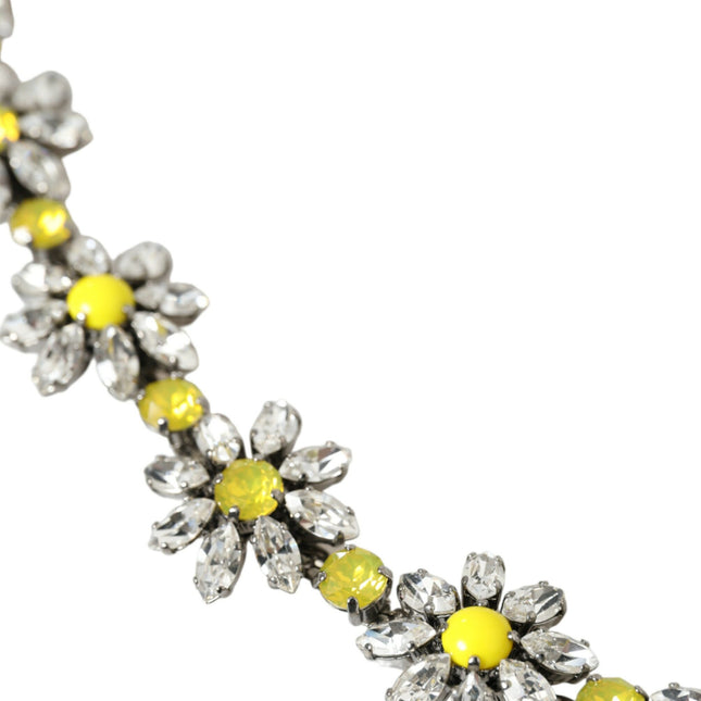 Dolce & Gabbana Black Daisy Crystal Dauphine Waist Belt