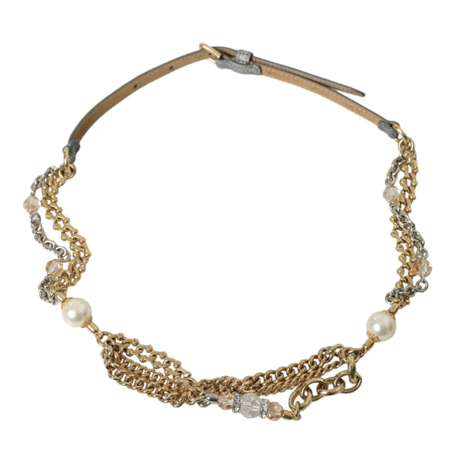 Dolce & Gabbana Blue Braided Gold Brass Chain Waist Belt