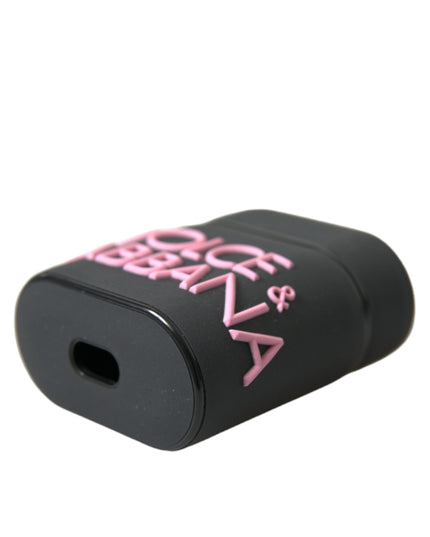 Dolce & Gabbana Black Pink Silicone Embossed Logo Airpods Case