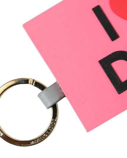 Dolce & Gabbana Pink Silicone DG Logo Gold Brass Keychain