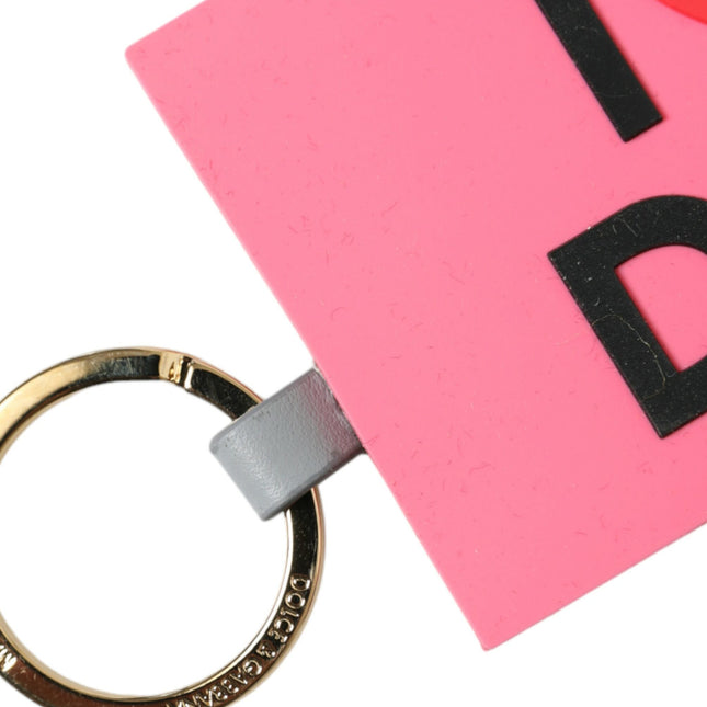 Dolce & Gabbana Pink Silicone DG Logo Gold Brass Keychain