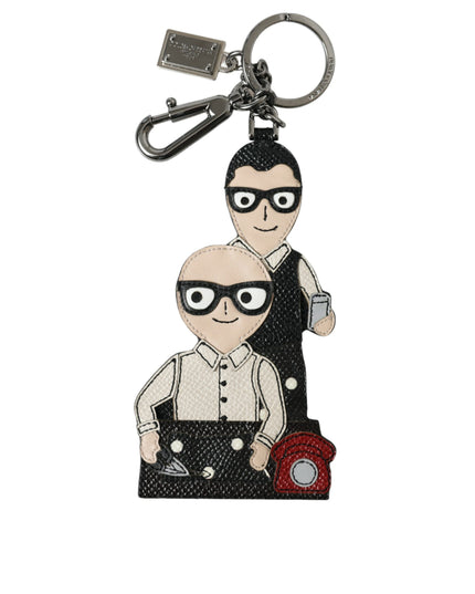 Dolce & Gabbana Leather Dominico Stefano #DGFAMILY Logo Badge Keychain