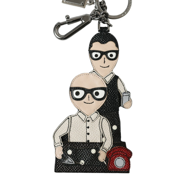 Dolce & Gabbana Leather Dominico Stefano #DGFAMILY Logo Badge Keychain