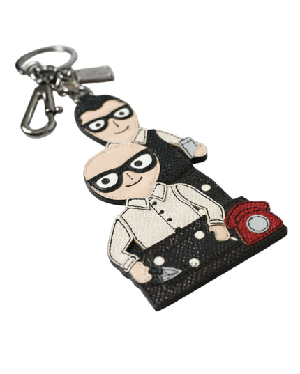 Dolce & Gabbana Leather Dominico Stefano #DGFAMILY Logo Badge Keychain