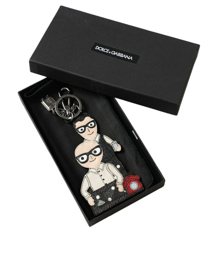 Dolce & Gabbana Leather Dominico Stefano #DGFAMILY Logo Badge Keychain