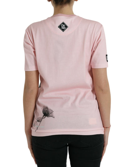 Dolce & Gabbana Pink Floral Print Cotton Short Sleeves T-shirt