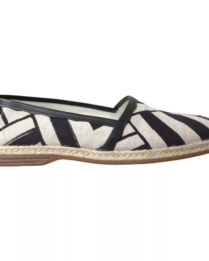 Dolce & Gabbana Black White Stripes Slip On Espadrille Shoes