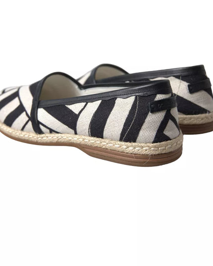 Dolce & Gabbana Black White Stripes Slip On Espadrille Shoes