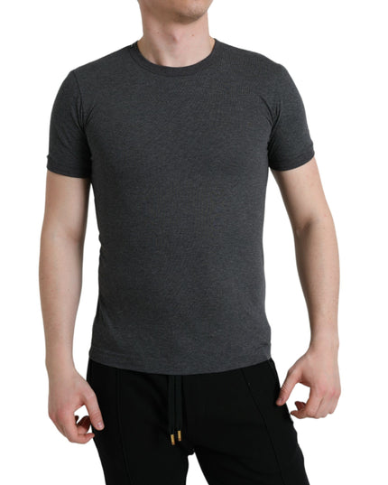 Dolce & Gabbana Dark Gray Cotton Crew Neck T-shirt