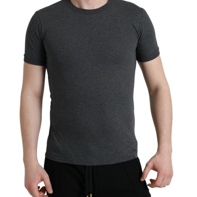 Dolce & Gabbana Dark Gray Cotton Crew Neck T-shirt