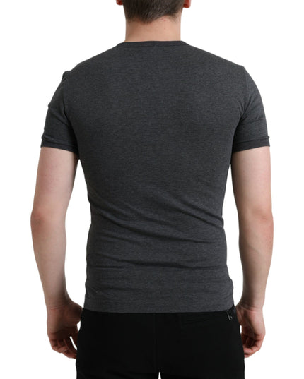 Dolce & Gabbana Dark Gray Cotton Crew Neck T-shirt