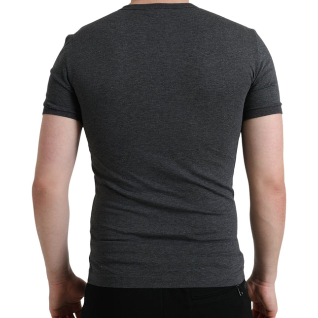 Dolce & Gabbana Dark Gray Cotton Crew Neck T-shirt