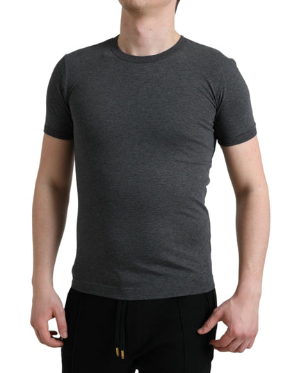 Dolce & Gabbana Dark Gray Cotton Crew Neck T-shirt