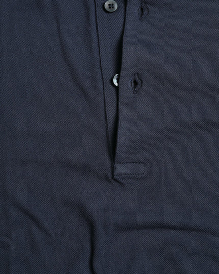 Dolce & Gabbana Blue Crown Patch Cotton Collared Men Polo T-shirt