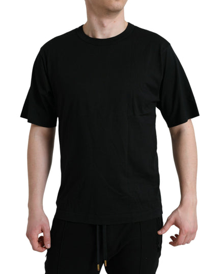 Dolce & Gabbana Black Logo Embossed Crew Neck Short Sleeves T-shirt