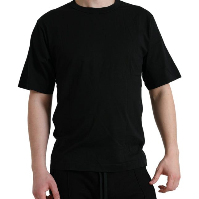 Dolce & Gabbana Black Logo Embossed Crew Neck Short Sleeves T-shirt