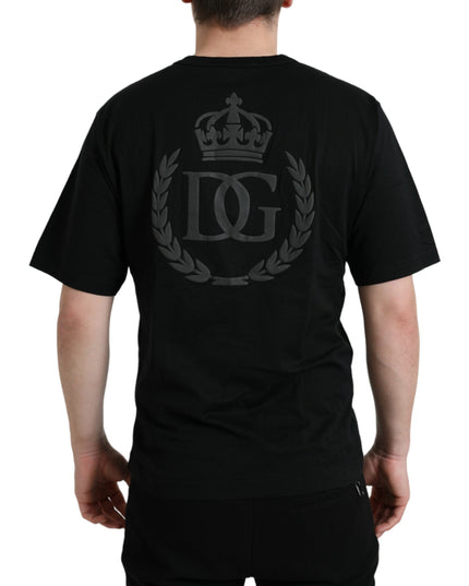 Dolce & Gabbana Black Logo Embossed Crew Neck Short Sleeves T-shirt